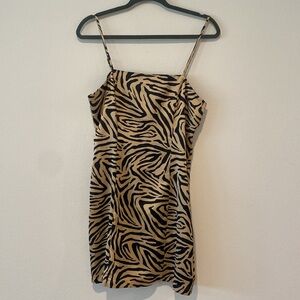 Satin Tiger Print Mini Dress